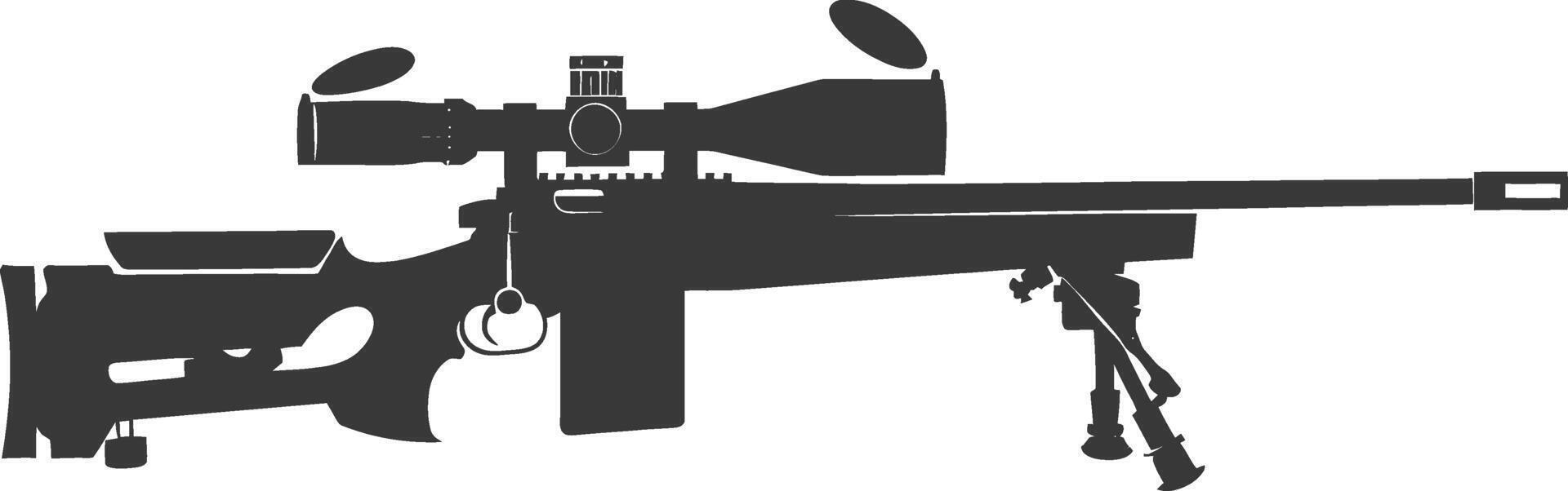 Silhouette Sniper rifle gun military weapon black color only vector