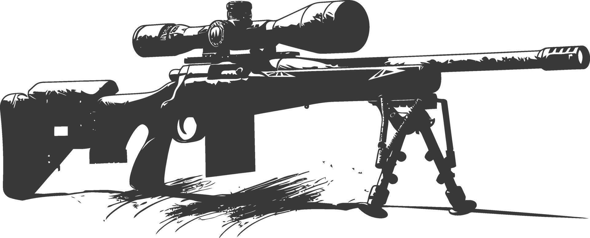 Silhouette Sniper rifle gun military weapon black color only vector
