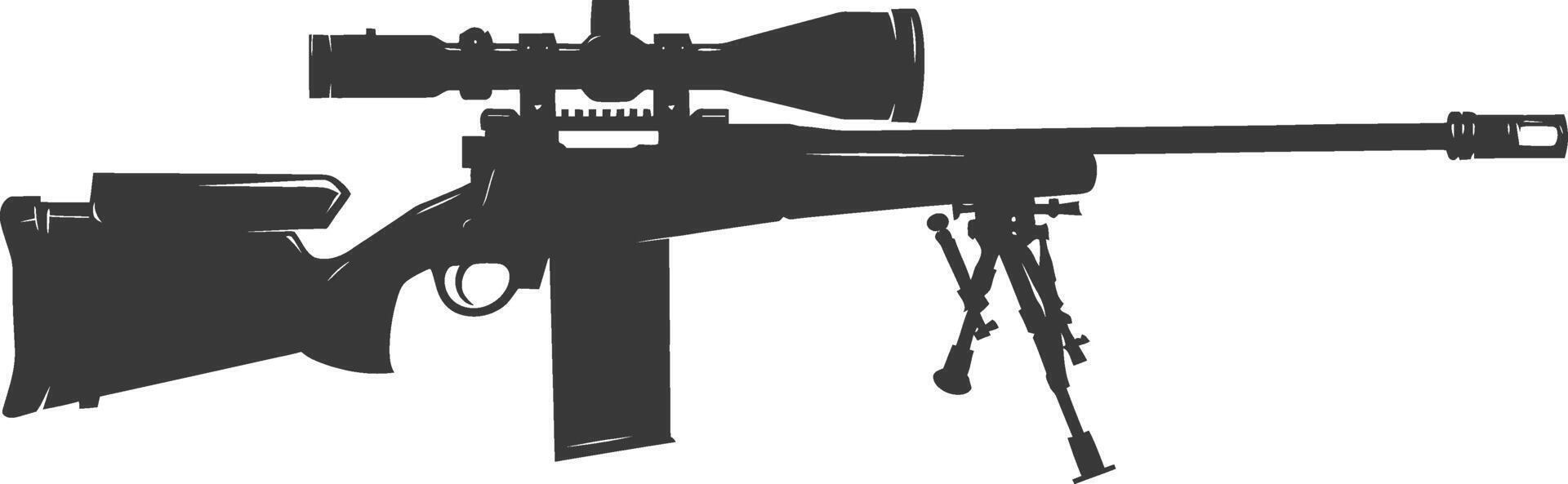 Silhouette Sniper rifle gun military weapon black color only vector