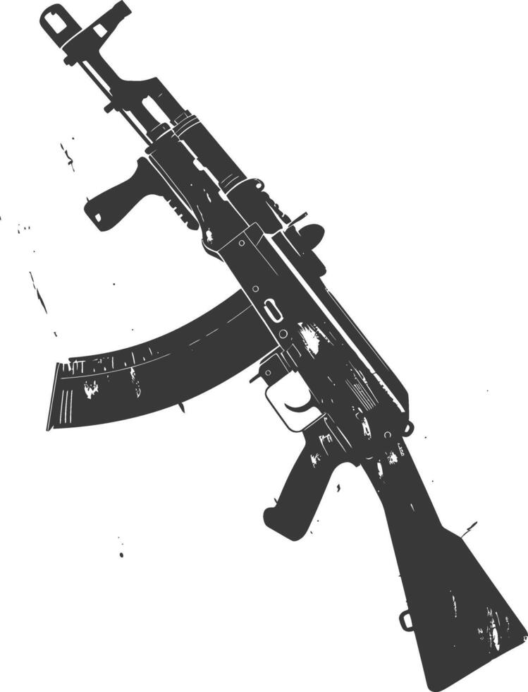 Silhouette Submachine gun military weapon black color only vector