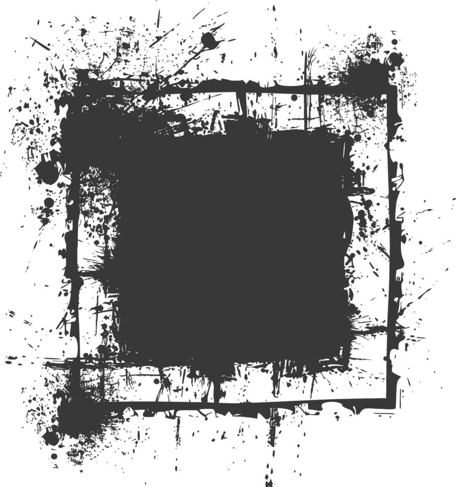 silueta plantilla marco sucio textura hogar frontera negro color solamente vector