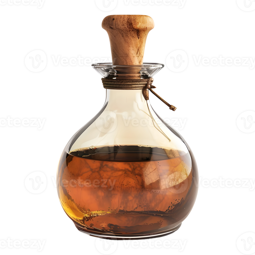 3D Rendering of a Magic Potion Bottle on Transparent Background png
