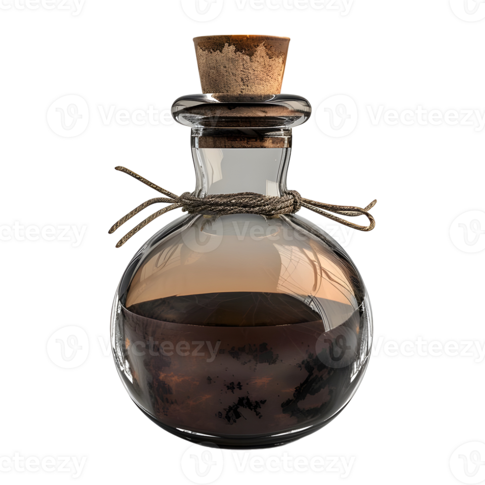 3D Rendering of a Magic Potion Bottle on Transparent Background png
