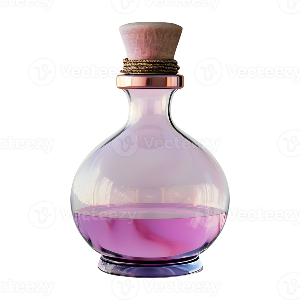 3D Rendering of a Magic Potion Bottle on Transparent Background png