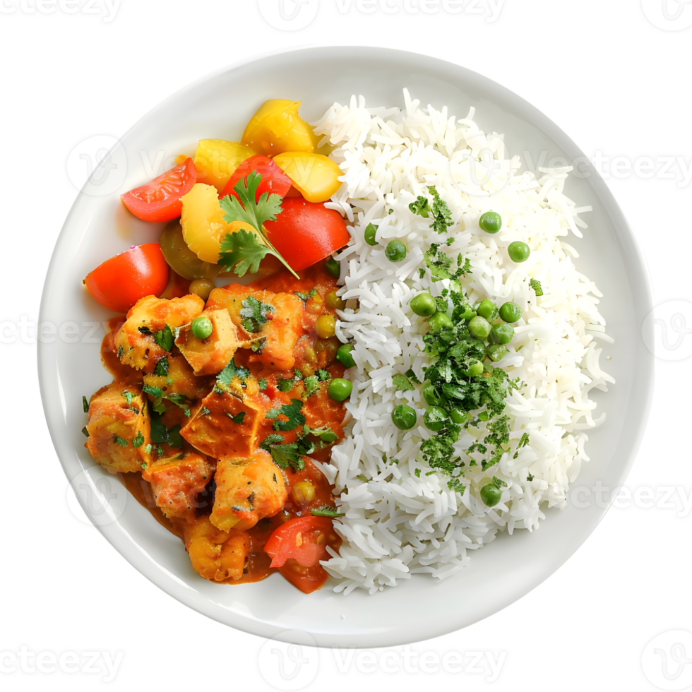 3D Rendering of a White Rice with Spices in a Plate on Transparent Background png