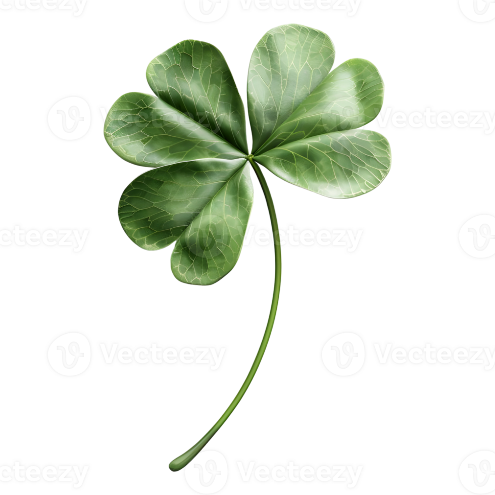 3D Rendering of a Clover Leaf on Transparent Background png