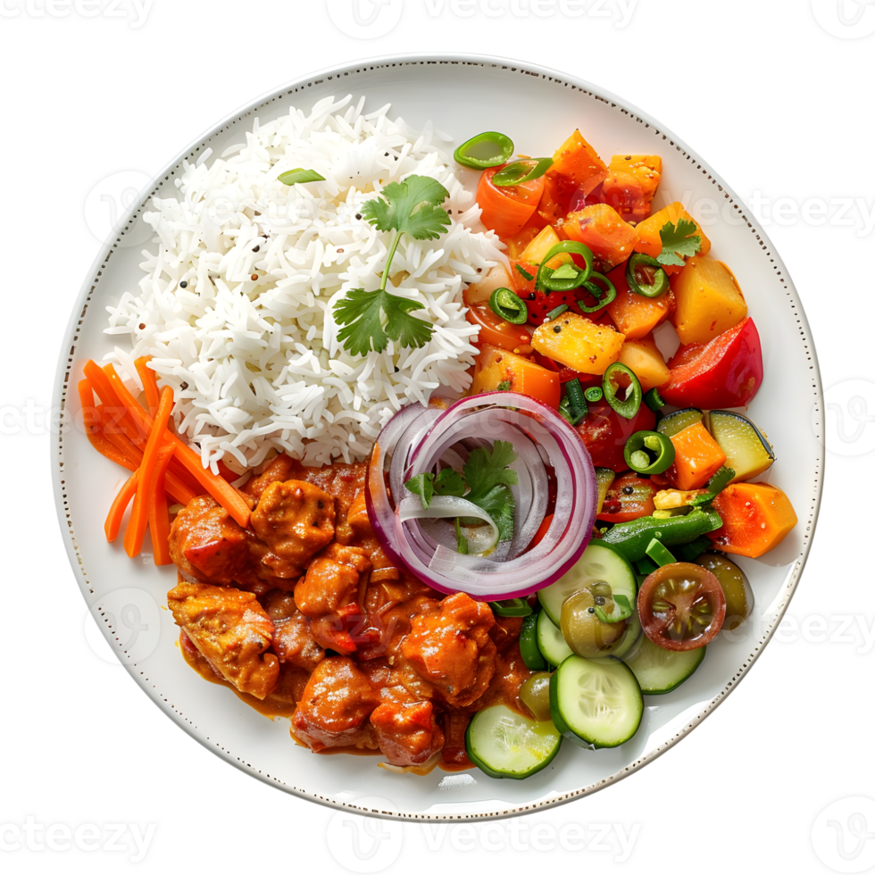 3D Rendering of a White Rice with Spices in a Plate on Transparent Background png