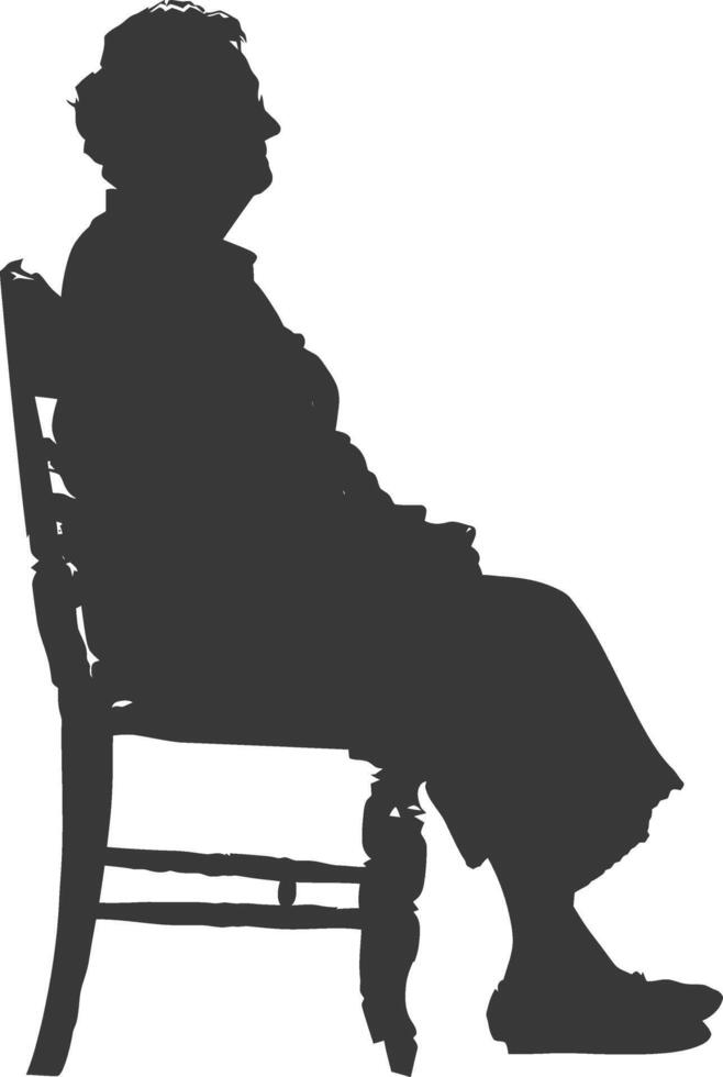 Silhouette elderly woman sitting in the chair black color only vector