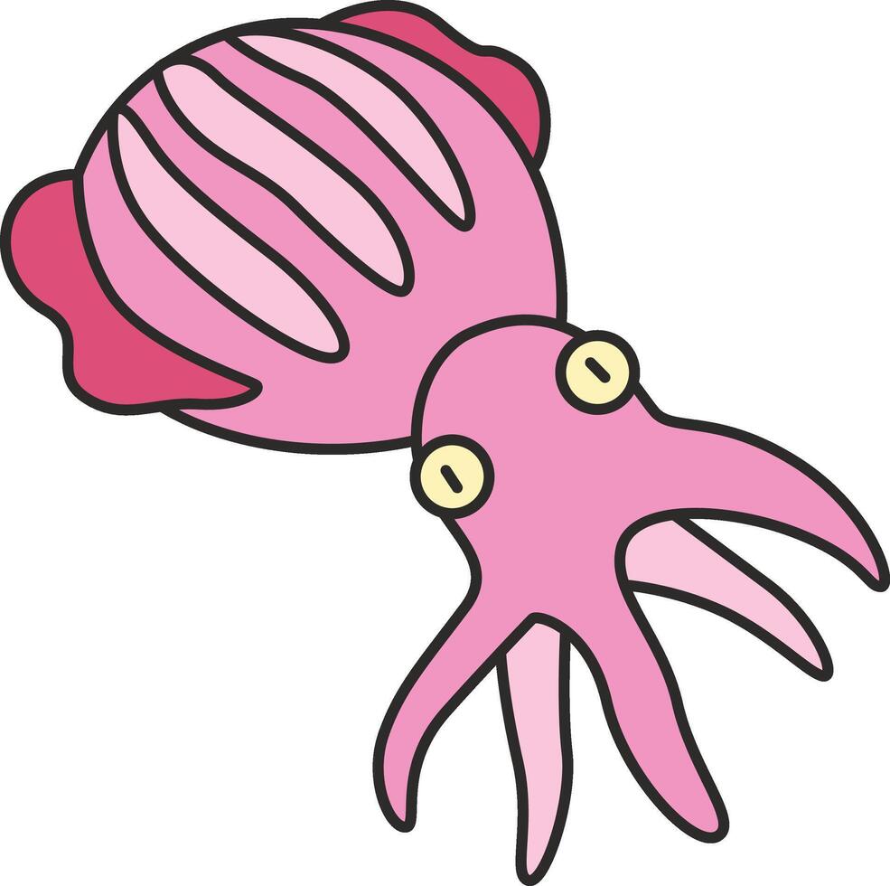 Cute squid illustration vector