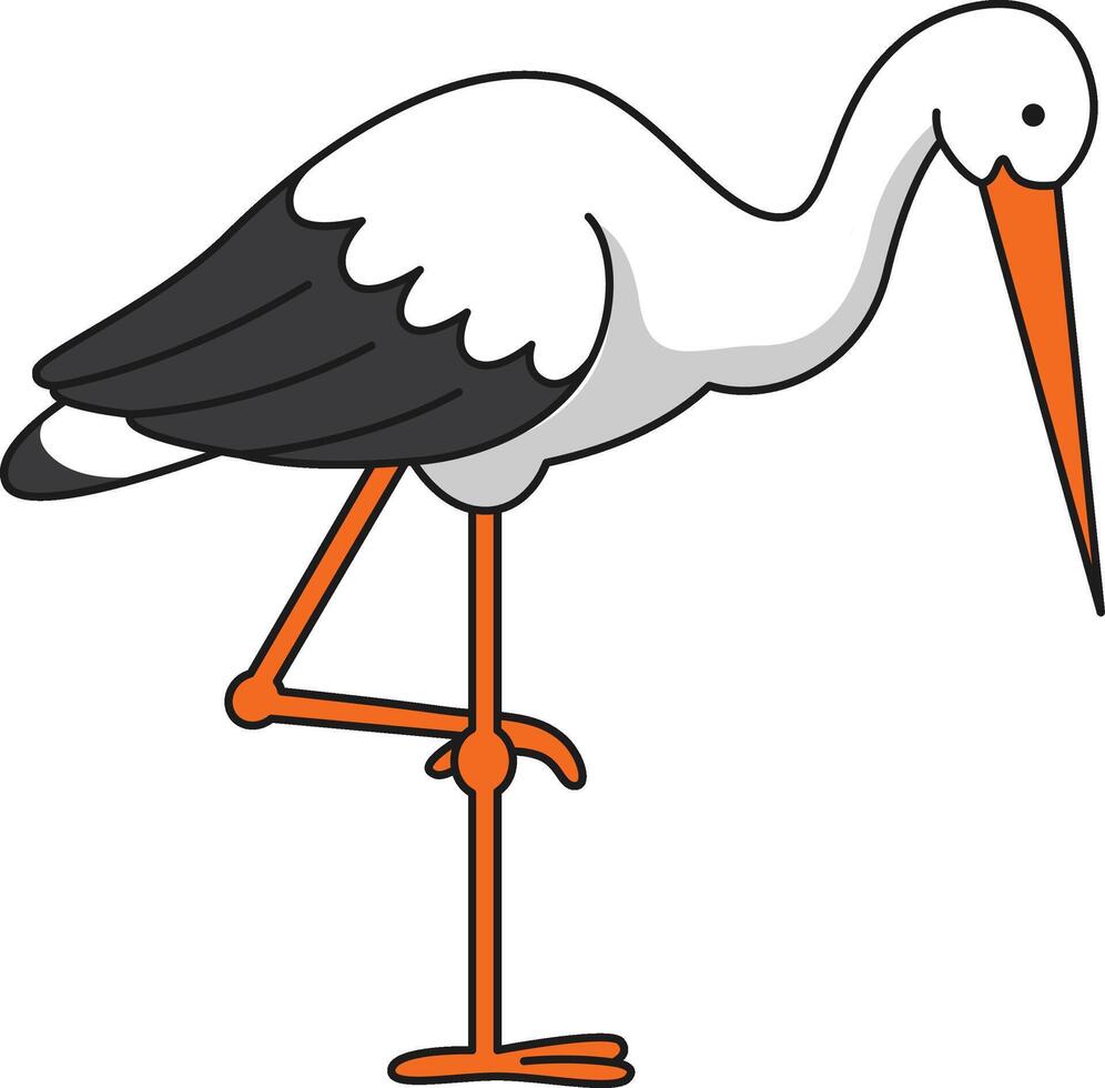 Cute stork illustration vector