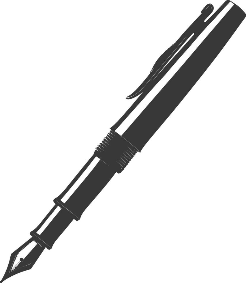 Silhouette fountain pen black color only vector
