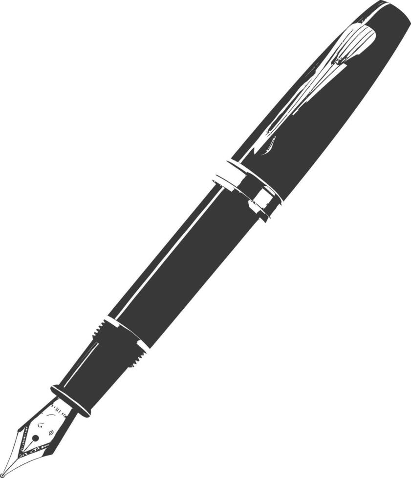 Silhouette fountain pen black color only vector