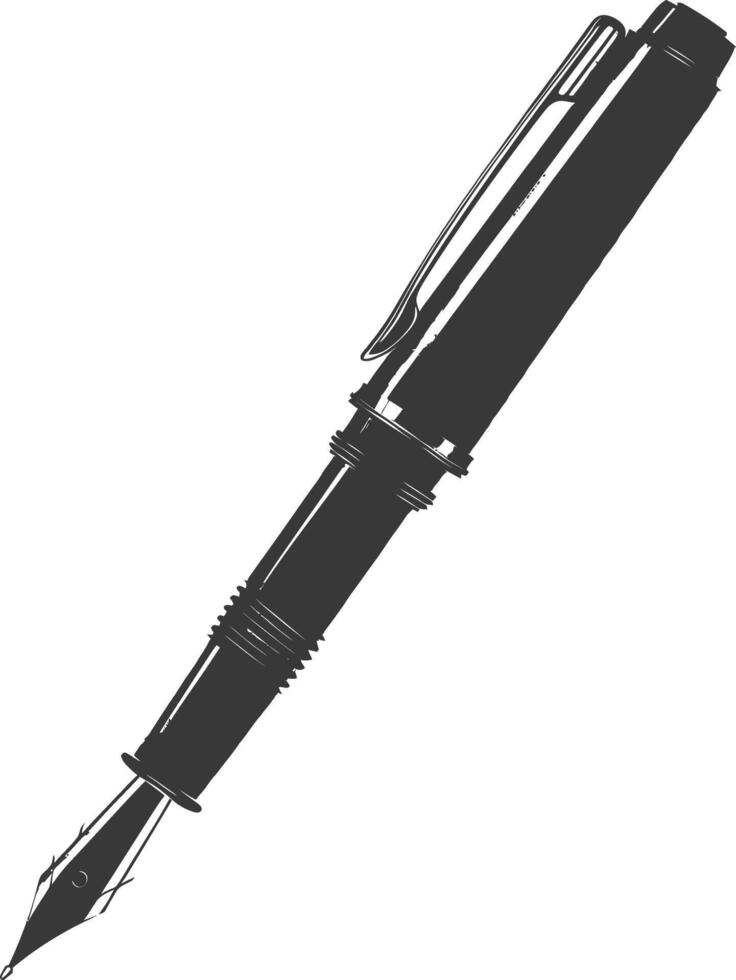 Silhouette fountain pen black color only vector