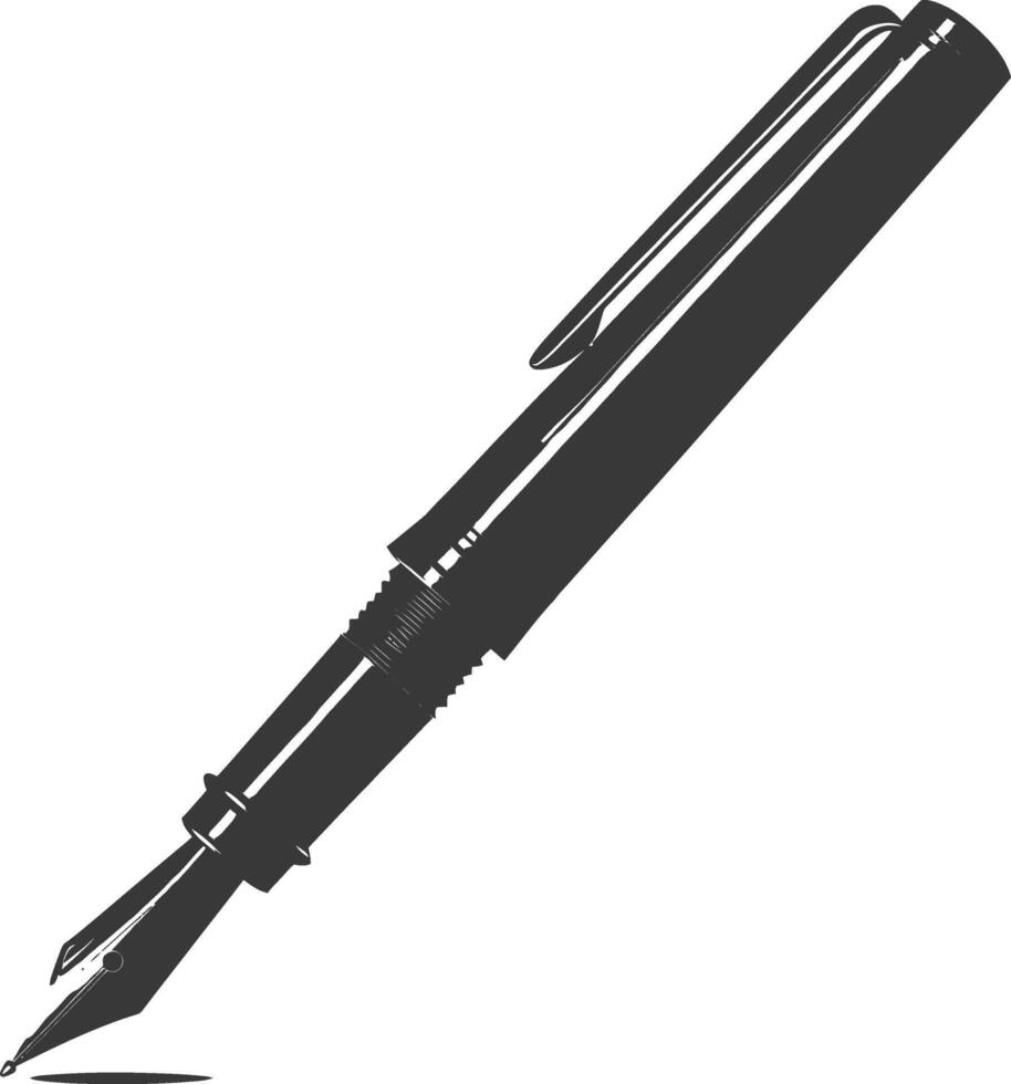 Silhouette fountain pen black color only vector