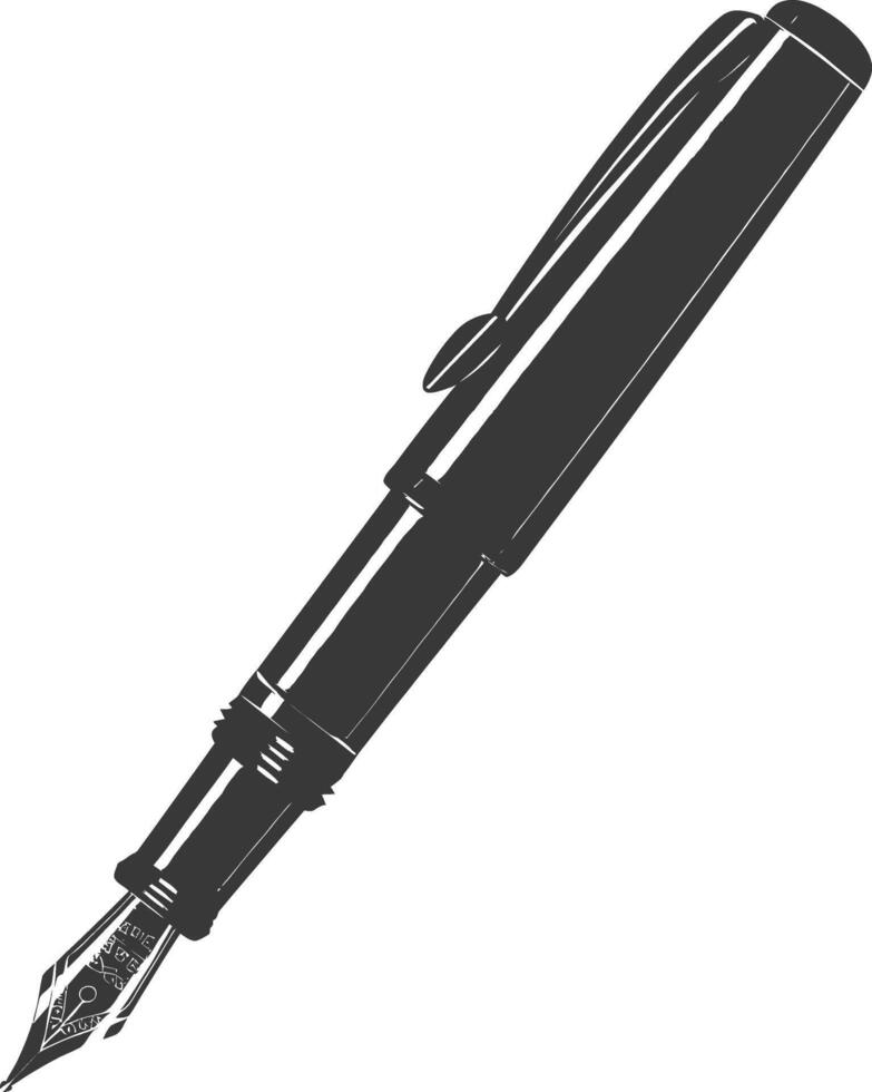 Silhouette fountain pen black color only vector