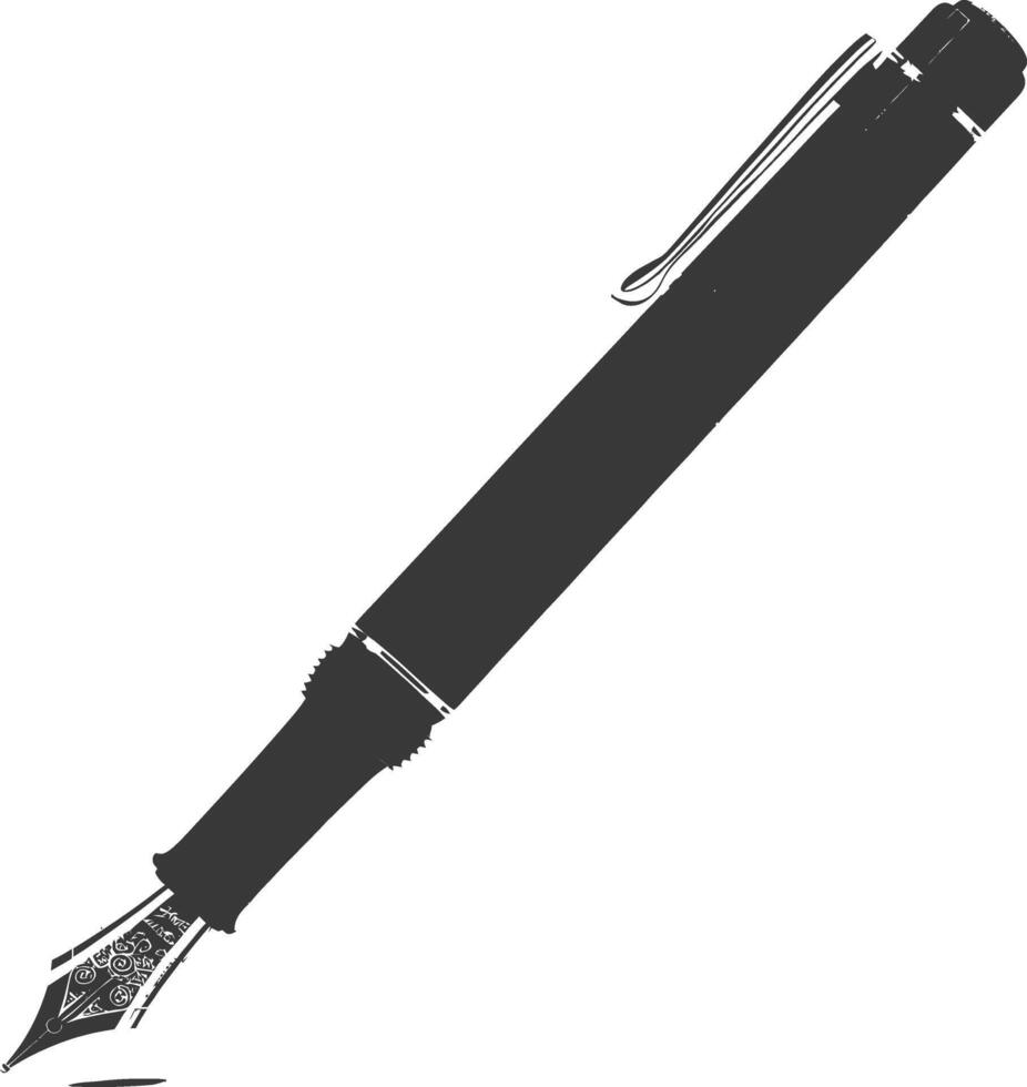 Silhouette fountain pen black color only vector