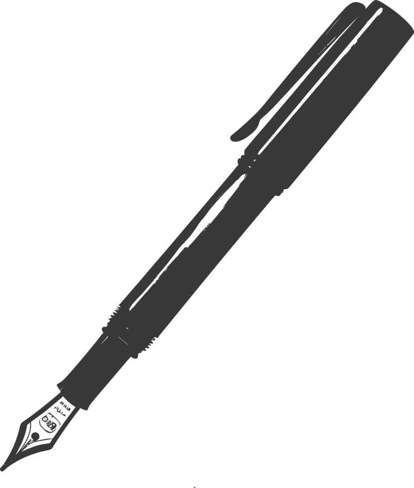 Silhouette fountain pen black color only vector