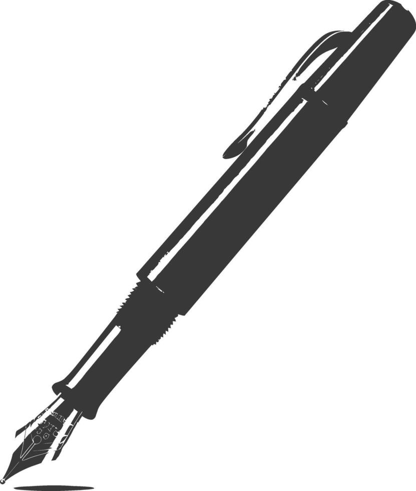 Silhouette fountain pen black color only vector