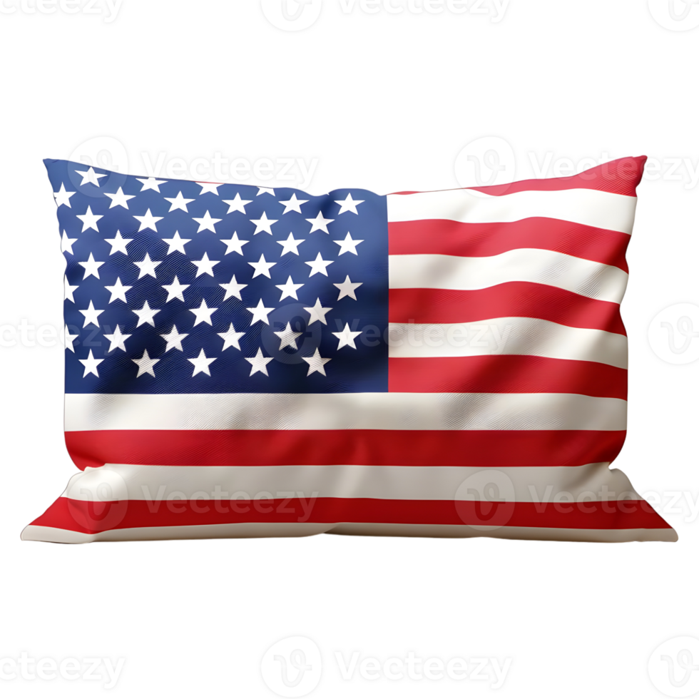 3D Rendering of a Cushion with USA Flag on it on Transparent Background png