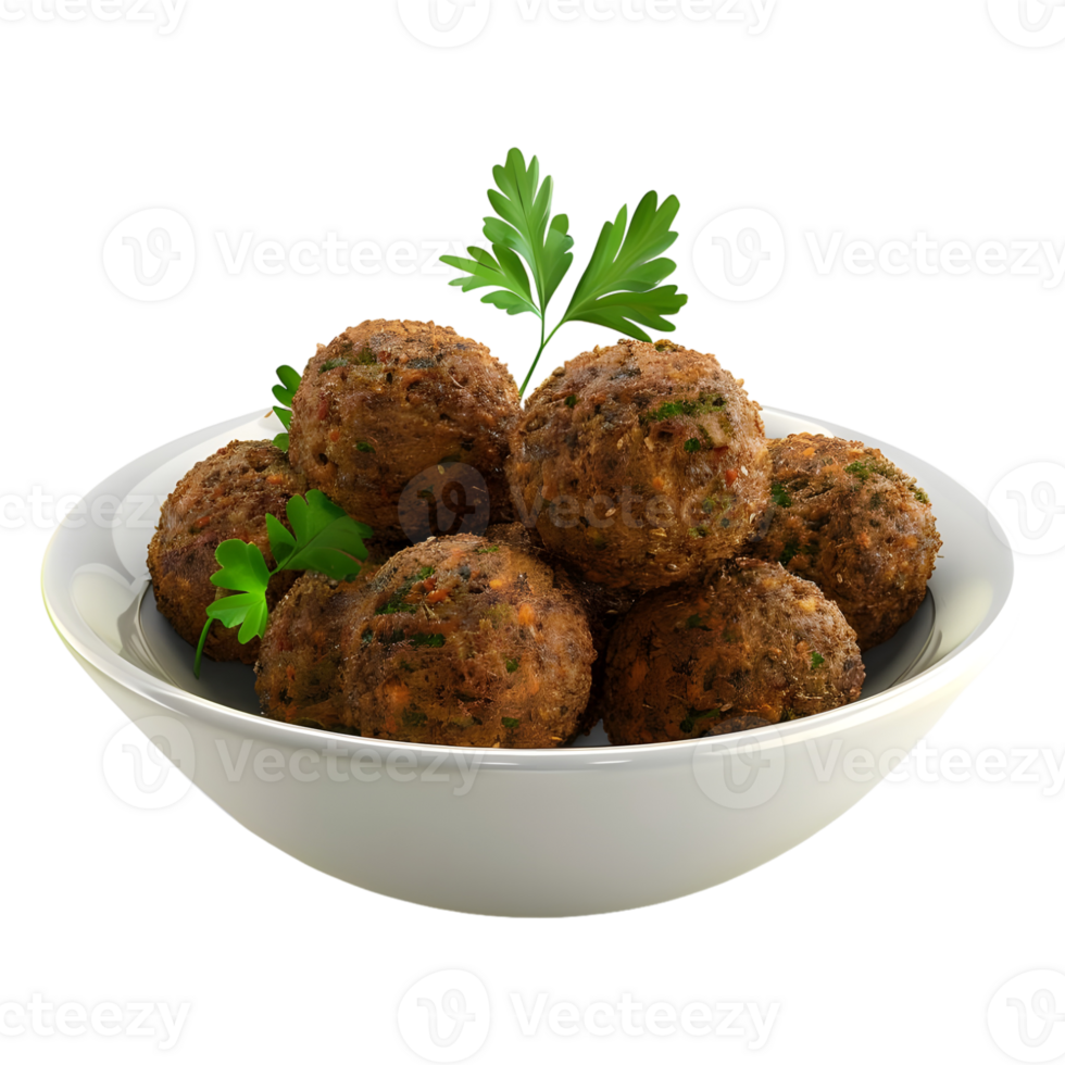 3D Rendering of a Meat Balls in a Plate on Transparent Background png