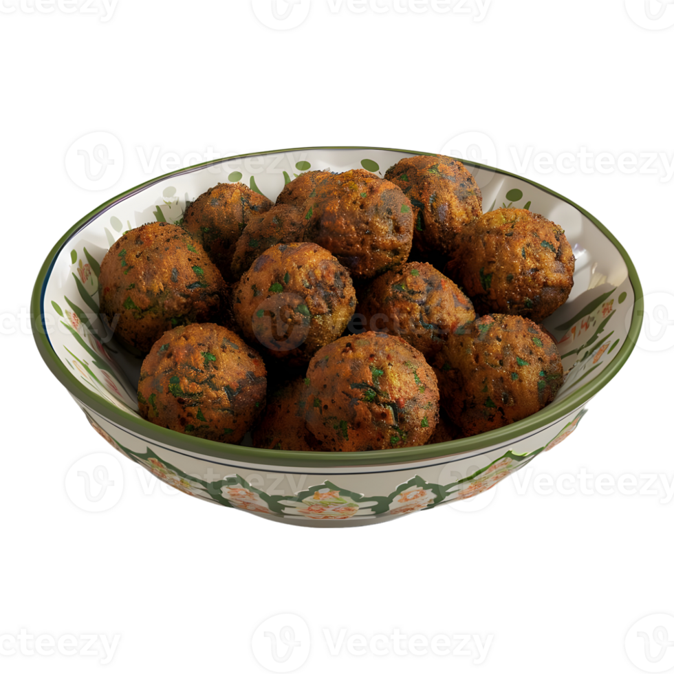 3D Rendering of a Meat Balls in a Plate on Transparent Background png