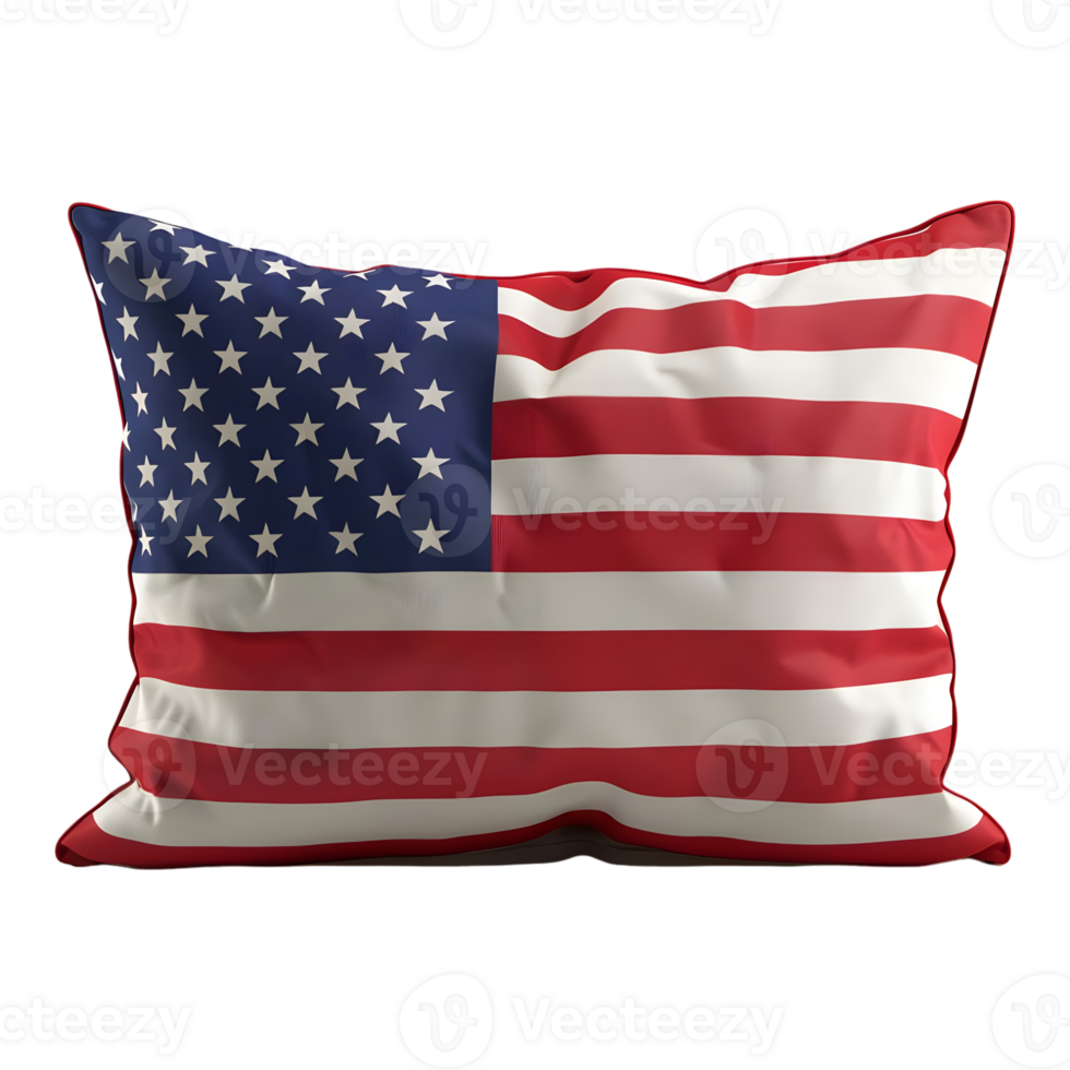 3D Rendering of a Cushion with USA Flag on it on Transparent Background png