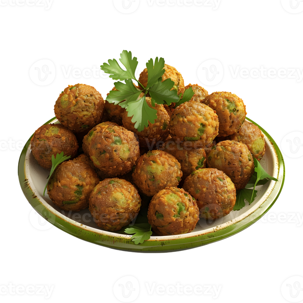 3D Rendering of a Meat Balls in a Plate on Transparent Background png