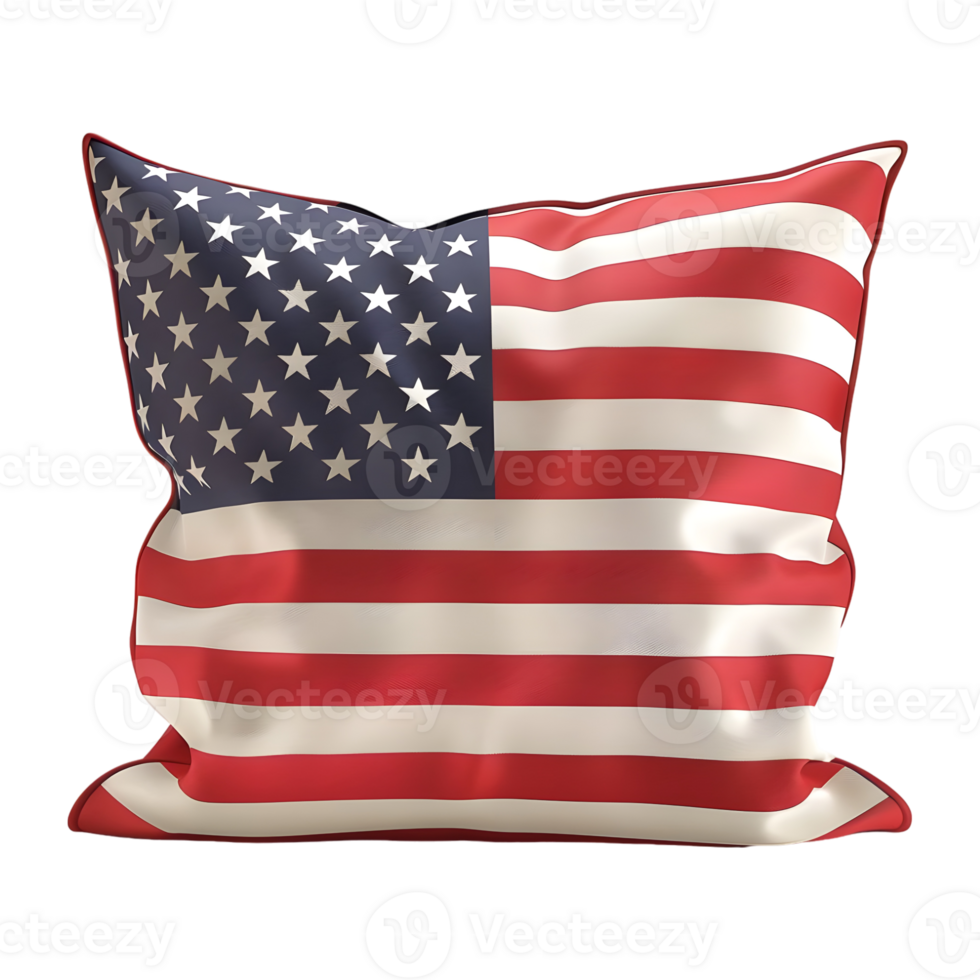 3D Rendering of a Cushion with USA Flag on it on Transparent Background png