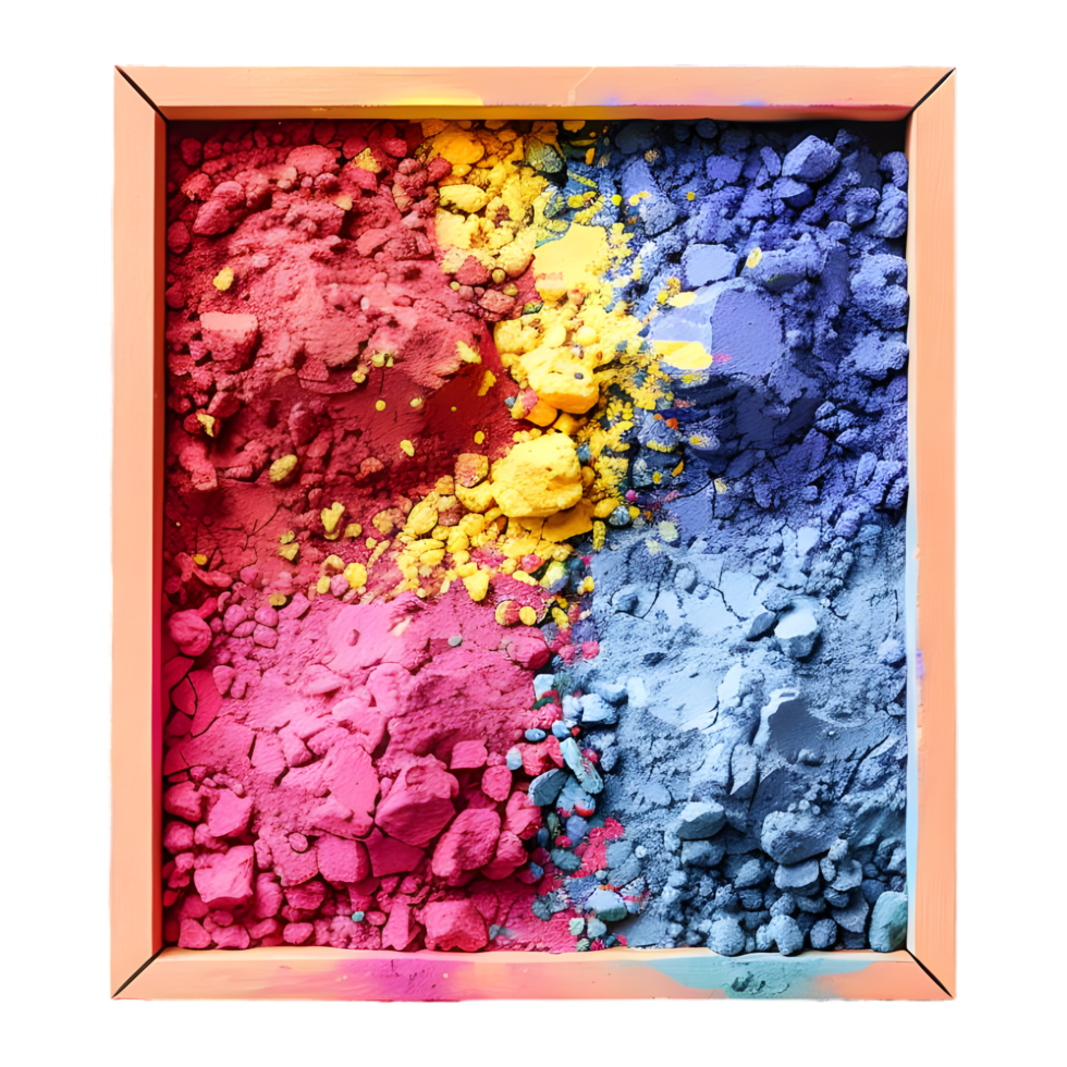 3D Rendering of a Wooden Frame with Different Kinds of Colors on Transparent Background png