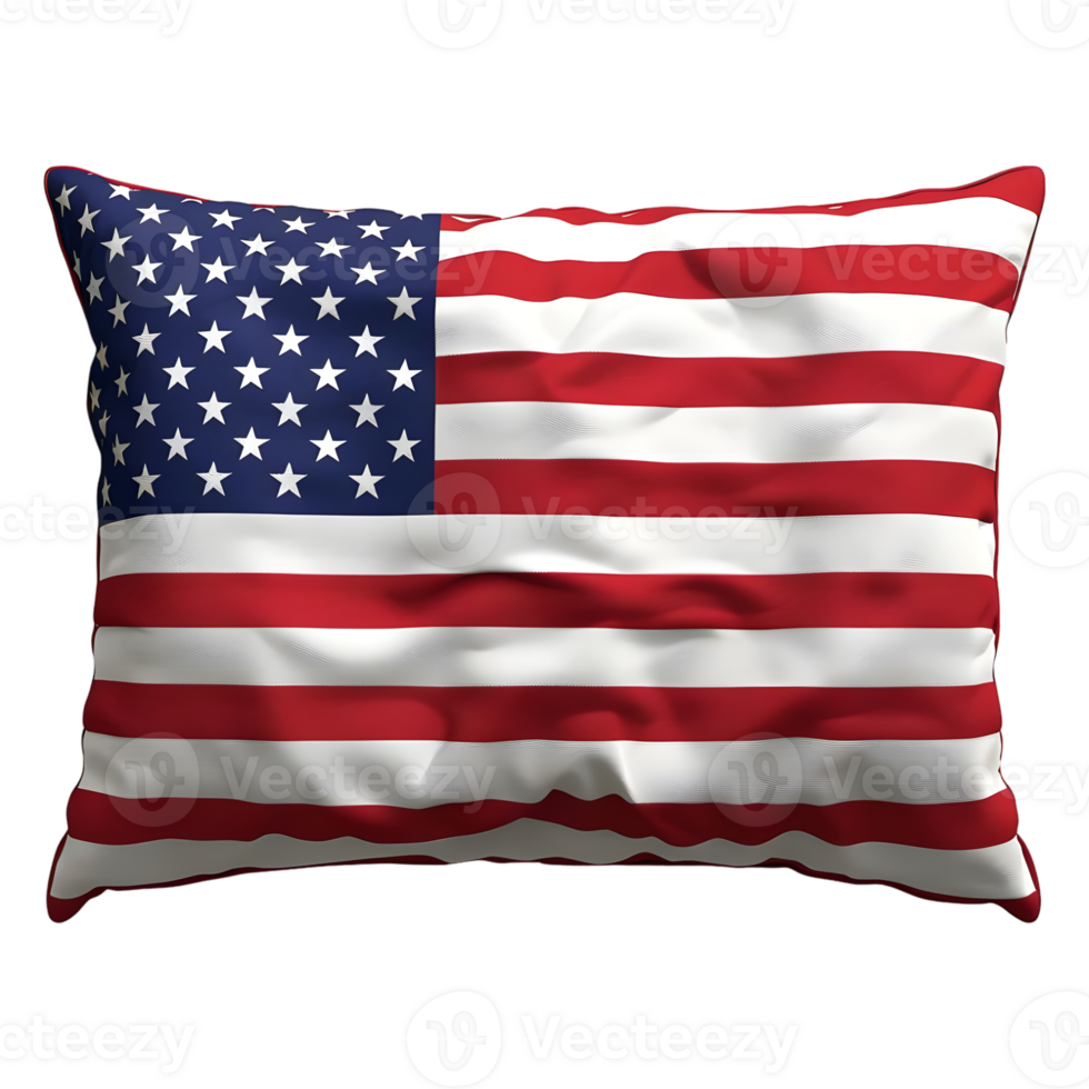 3D Rendering of a Cushion with USA Flag on it on Transparent Background png