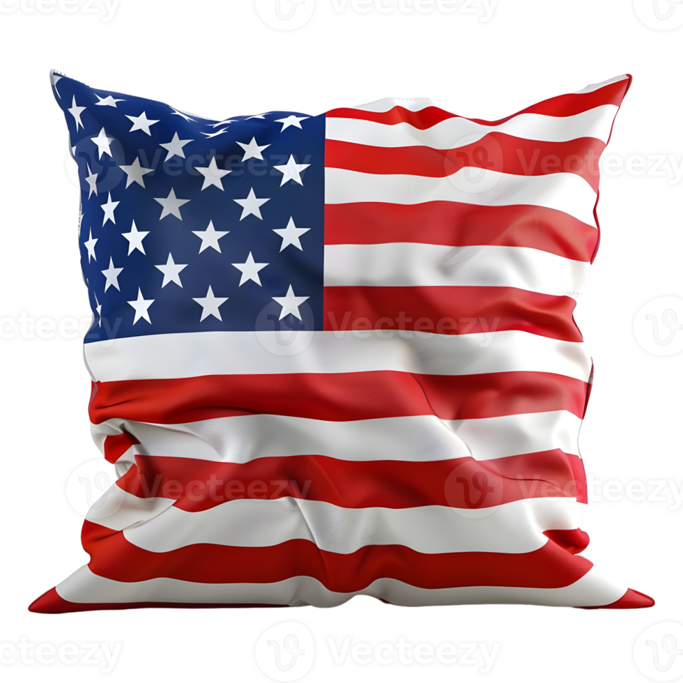 3D Rendering of a Cushion with USA Flag on it on Transparent Background png