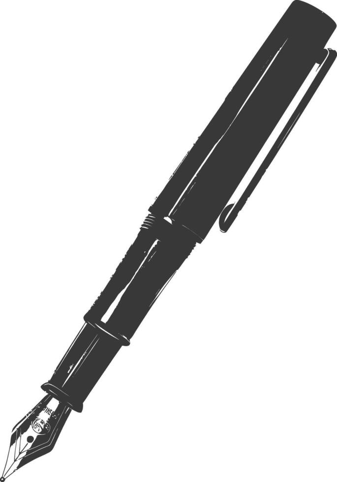 Silhouette fountain pen black color only vector