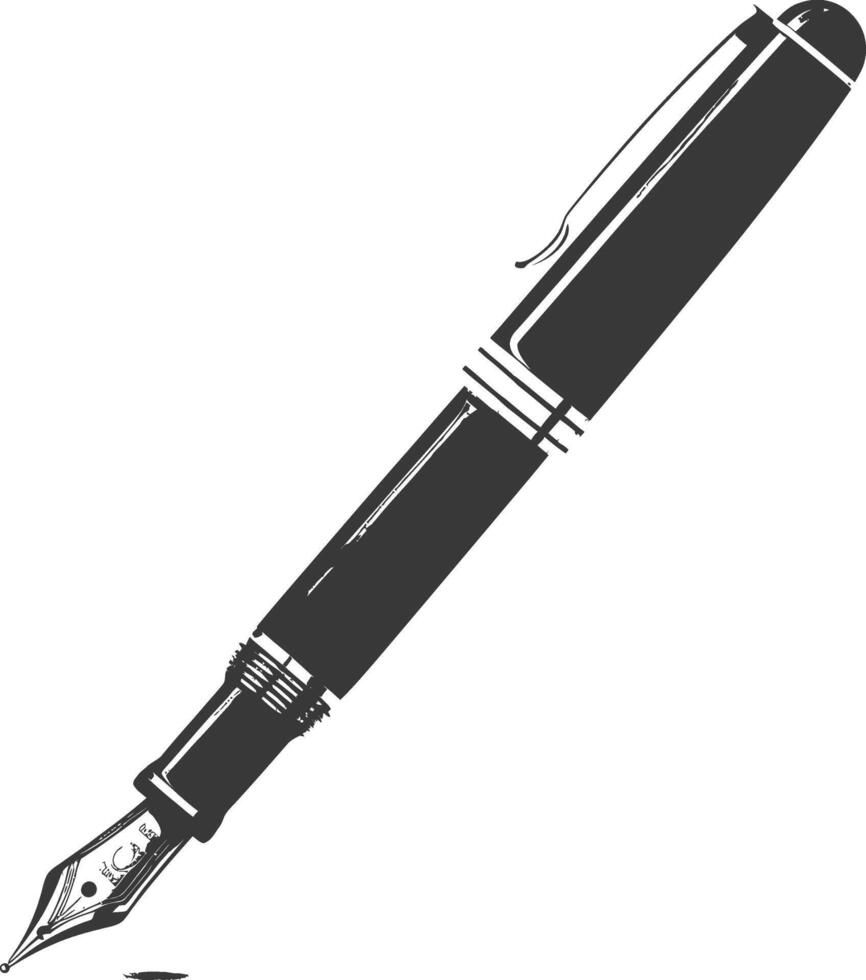 Silhouette fountain pen black color only vector