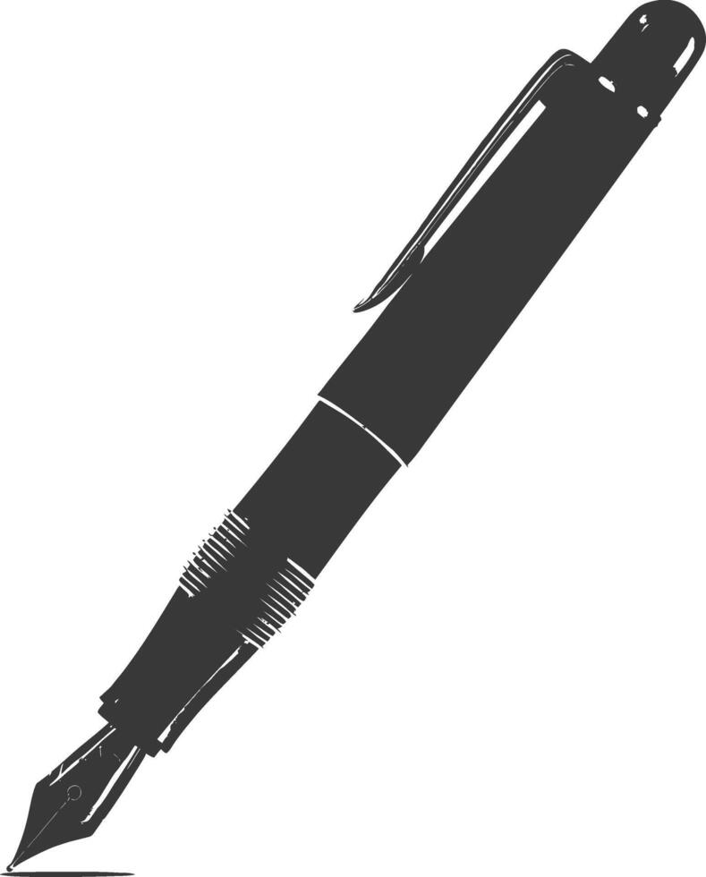 Silhouette fountain pen black color only vector