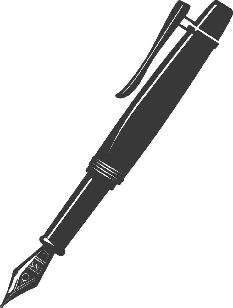 Silhouette fountain pen black color only vector