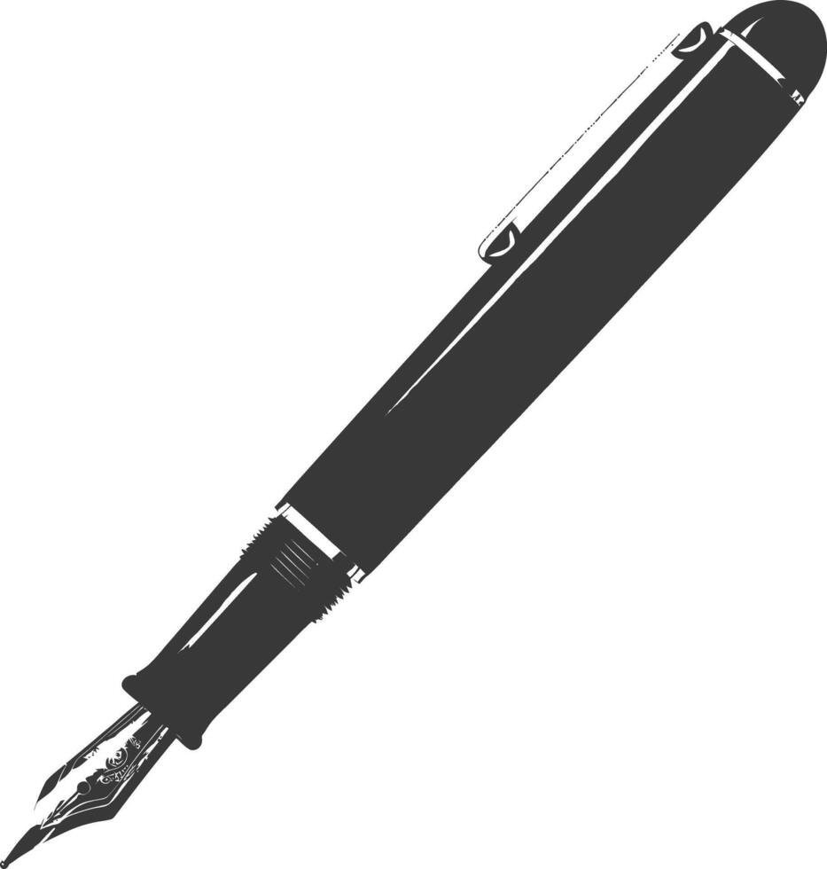 Silhouette fountain pen black color only vector