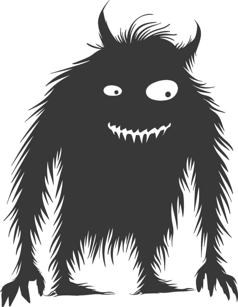 Silhouette funny monster black color only vector