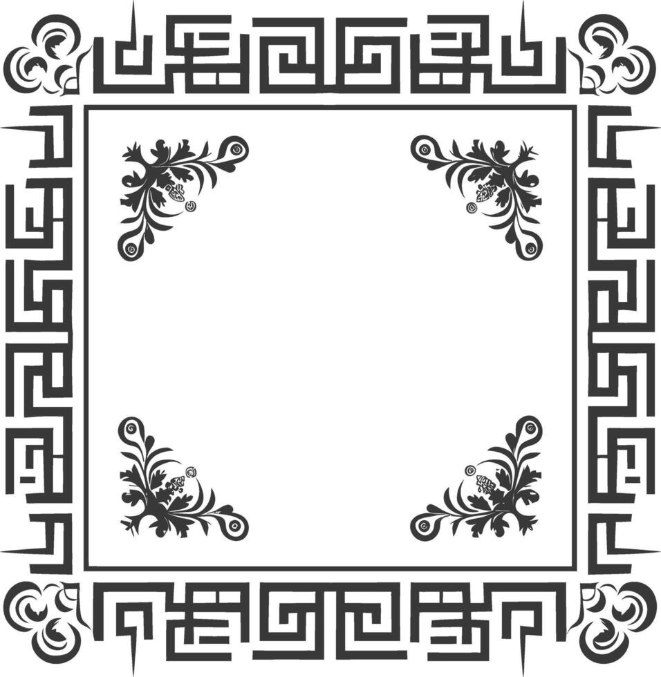 Silhouette Greek square frame black color only vector