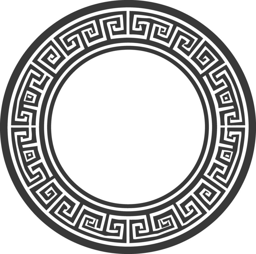 Silhouette Greek Circle Frame black color only vector