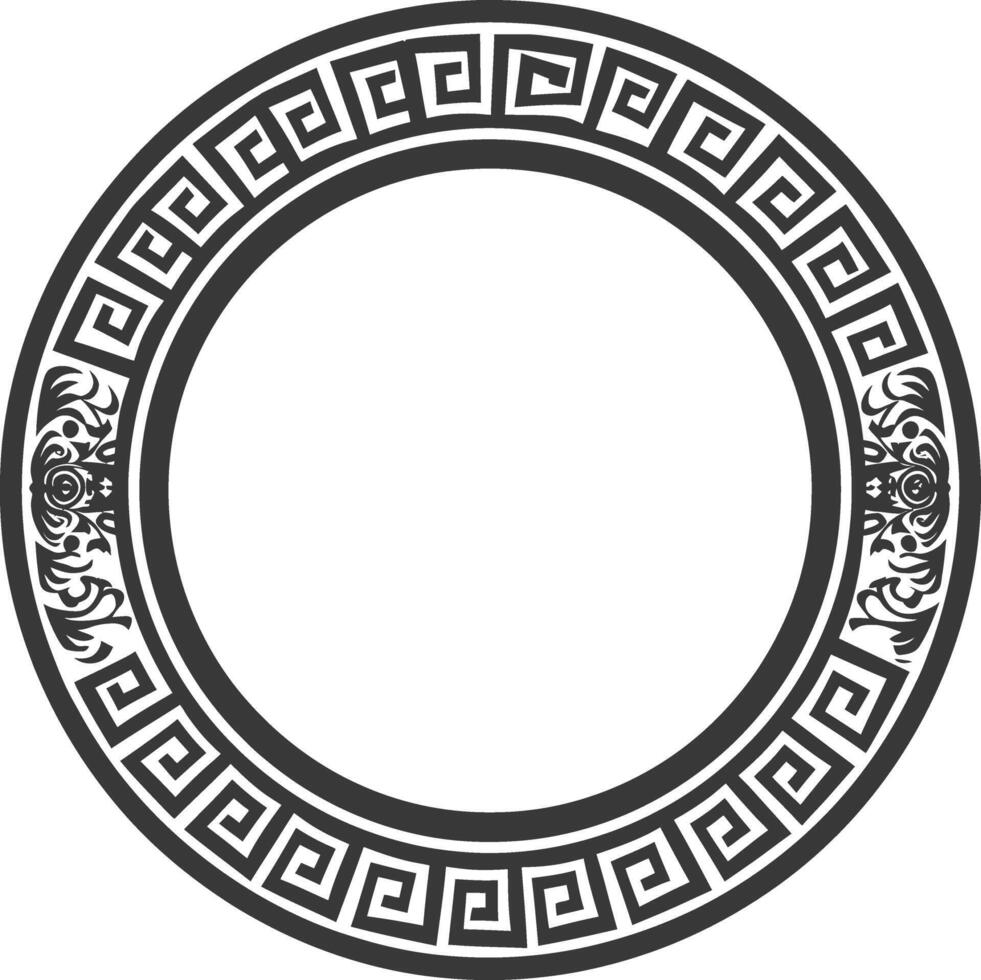 Silhouette Greek Circle Frame black color only vector