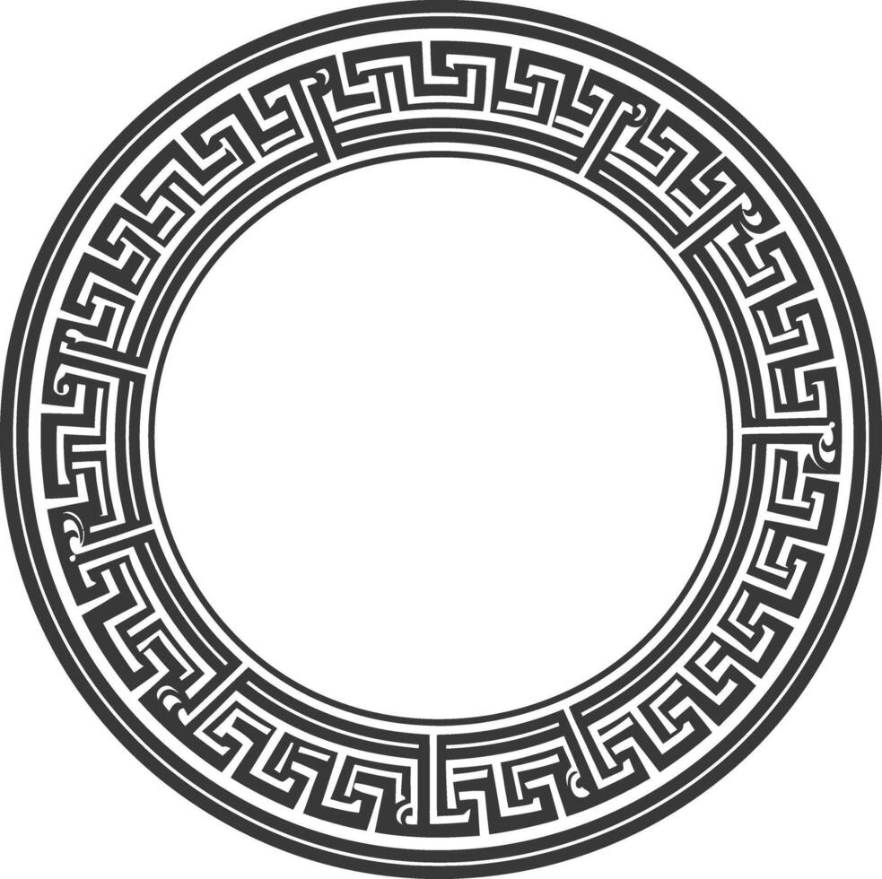 Silhouette Greek Circle Frame black color only vector