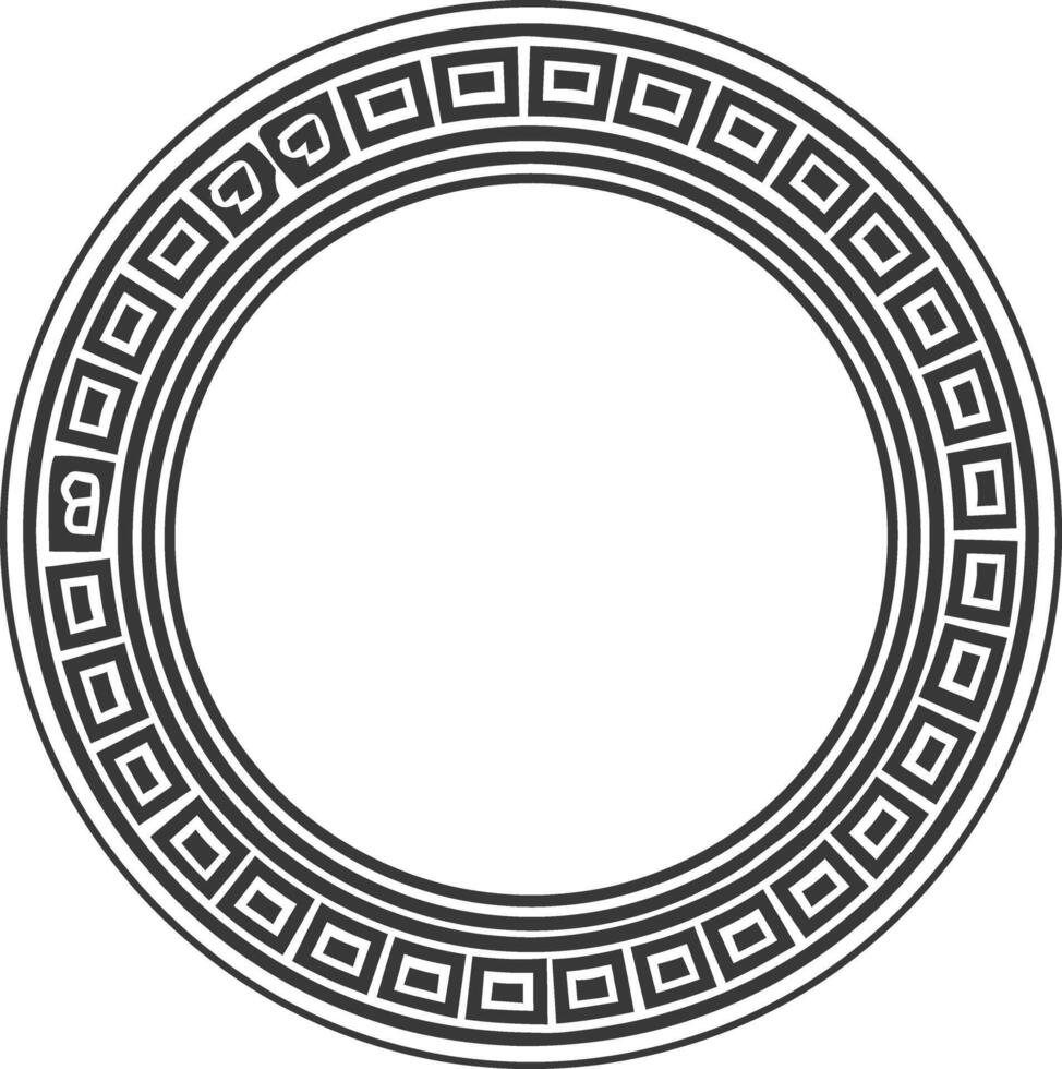 Silhouette Greek Circle Frame black color only vector
