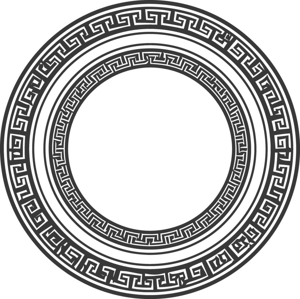 Silhouette Greek Circle Frame black color only vector