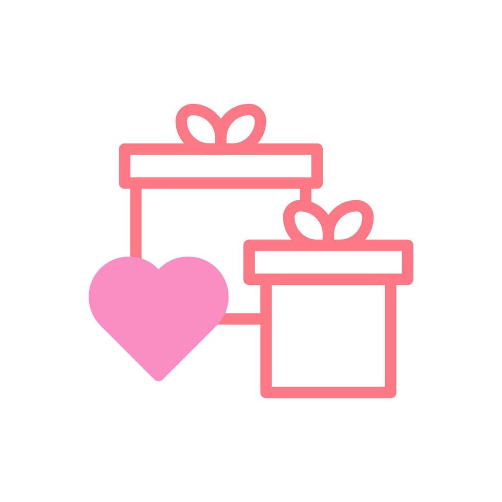 regalo amor icono duotono rojo rosado enamorado ilustración vector