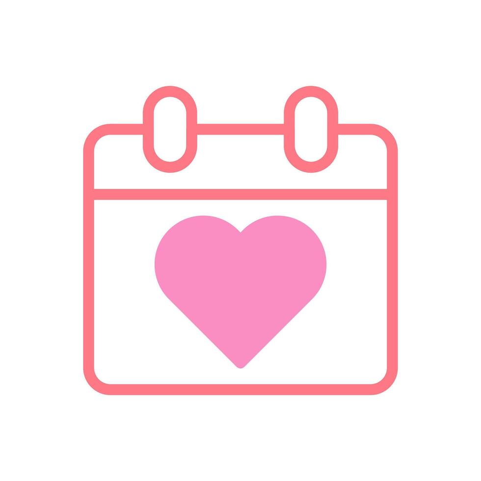 calendario amor icono duotono rojo rosado enamorado ilustración vector