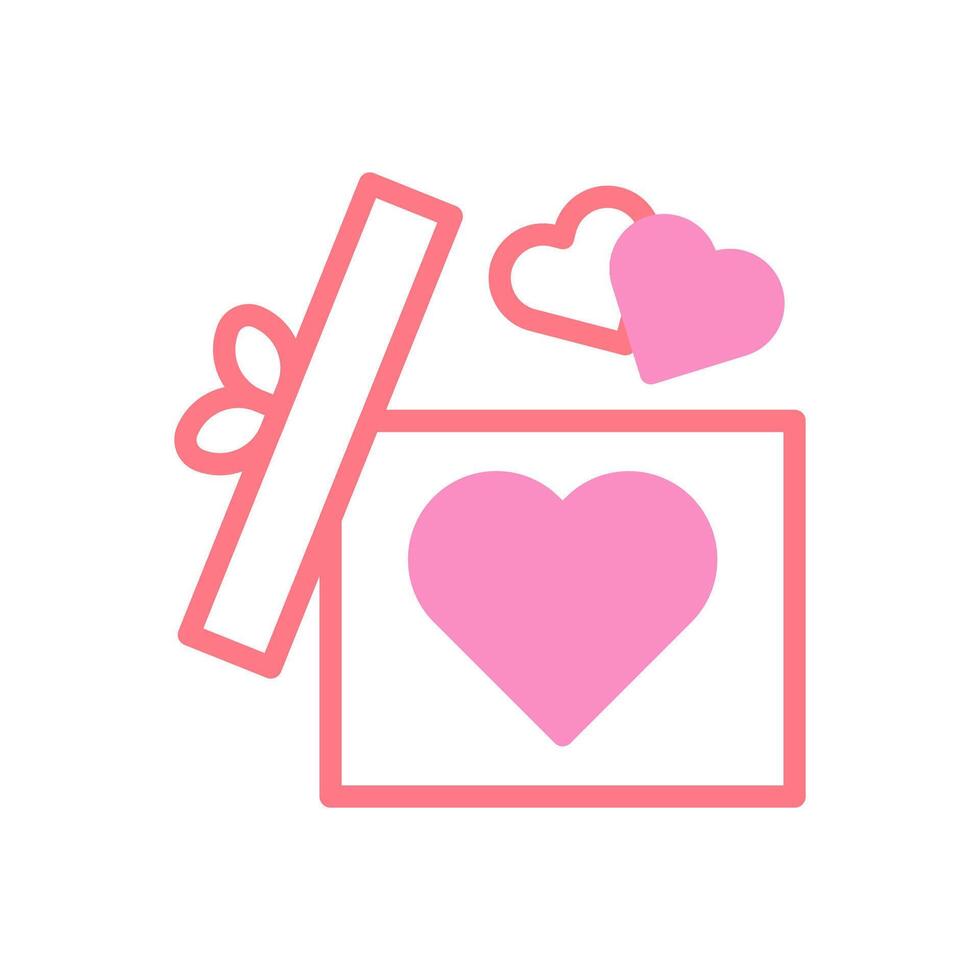 Gift love icon duotune red pink valentine illustration vector