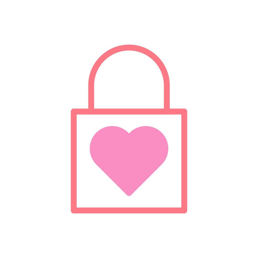 Padlock love icon duotune red pink valentine illustration vector