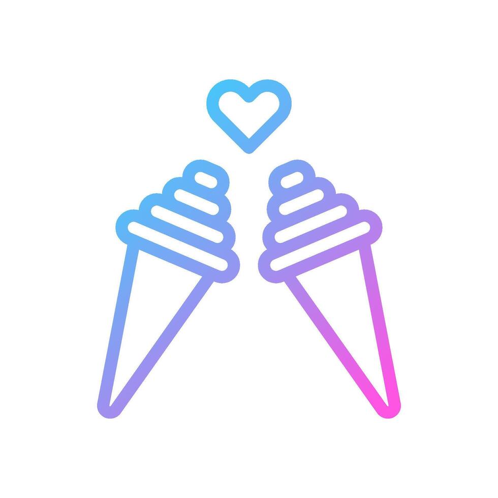 Ice cream love Icon gradient blue purple valentine illustration vector
