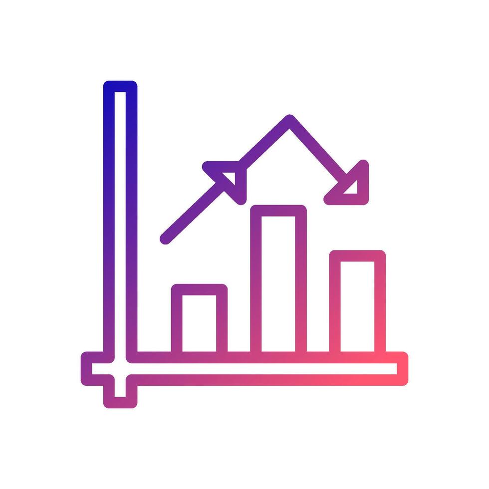 Chart icon gradient blue red business illustration. vector