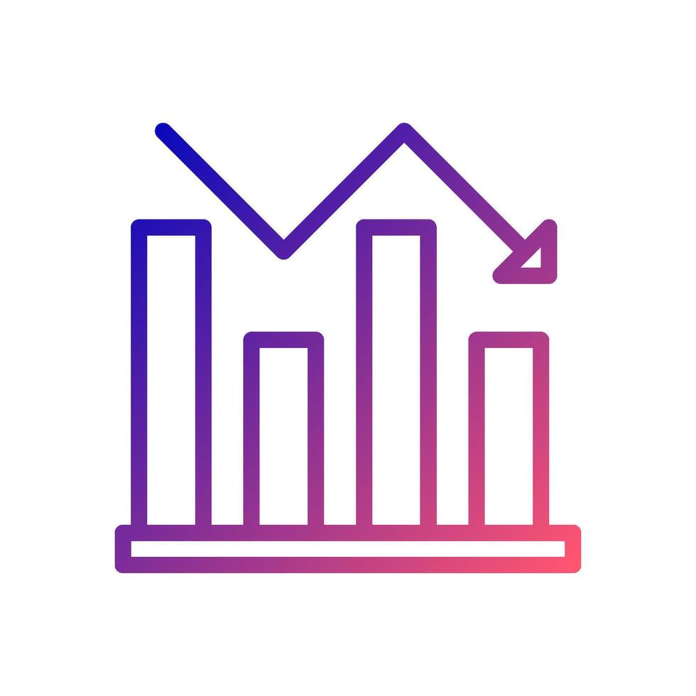 Chart icon gradient blue red business illustration. vector